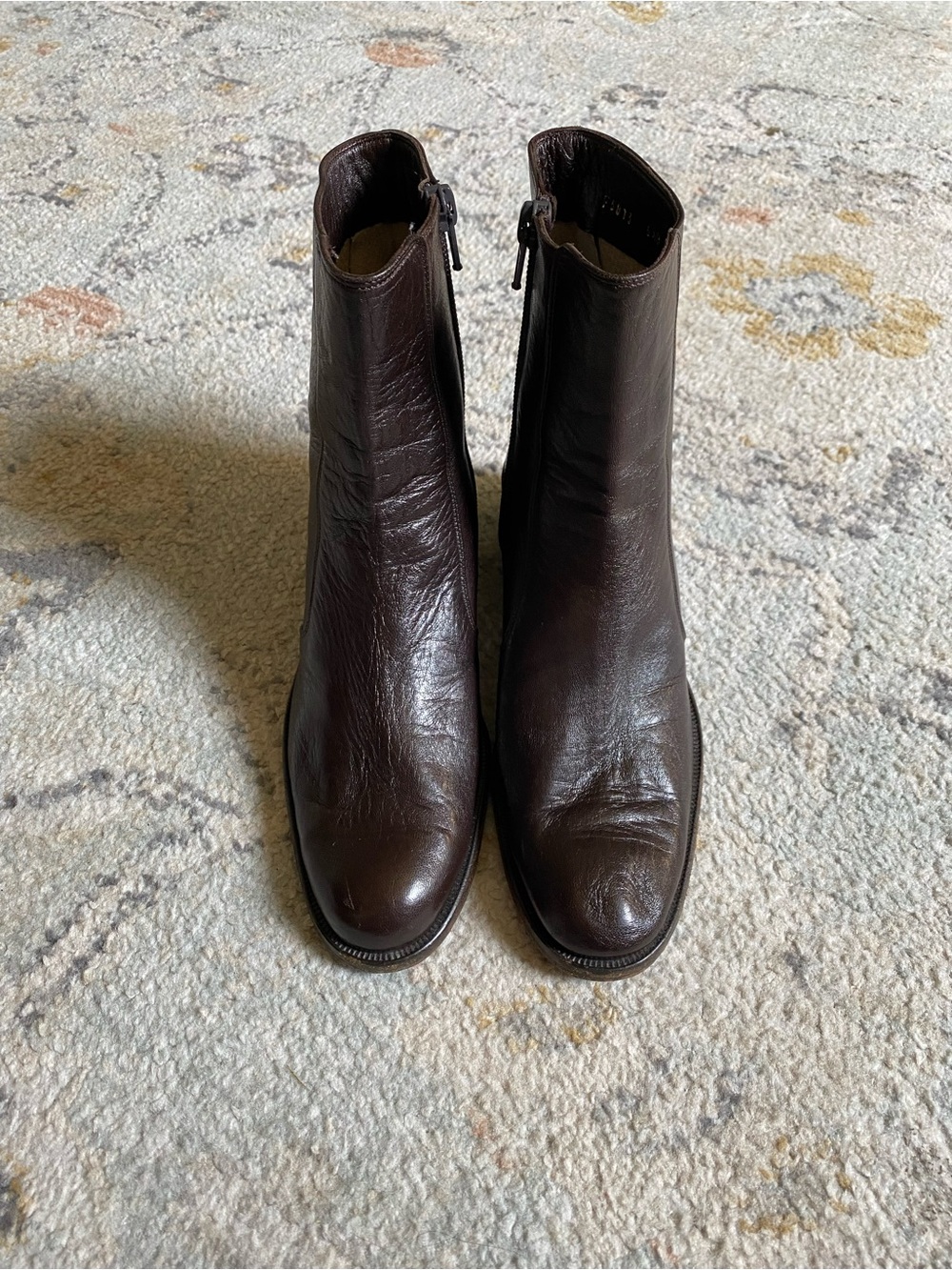 Cole Haan Dark Brown Leather Zip Ankle Boots